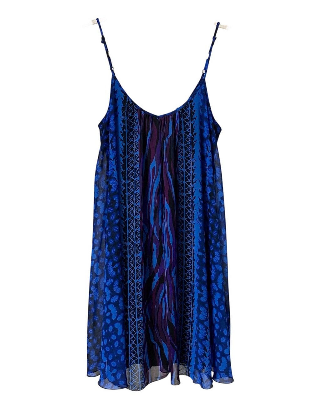 Express blue mixed media 90s Y2K Vacation Resort Chiffon Mini Dress size Small